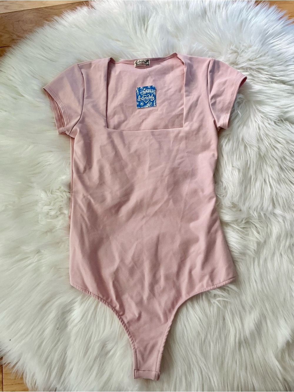 NWT Free People Square Eyes Short-Sleeve Pink Bodysuit Size XS